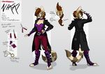  anthro belt boots breasts card choker cleavage clothed clothing coat facial_markings female fingerless_gloves footwear gloves green_eyes hair knife markings phlegraofmystery playing_cards pocket_watch ponytail ringtail solo 