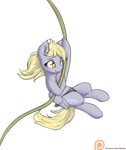  2015 alasou alpha_channel blonde_hair clothing derpy_hooves_(mlp) equine female feral friendship_is_magic fur grey_fur hair hi_res mammal my_little_pony patreon pegasus simple_background solo swinging tarzan transparent_background vines wings yellow_eyes 