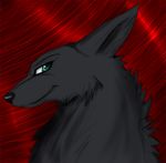  anthro canine feral fur grey_fur half-closed_eyes male mammal simple_background smile solo wing-of-chaos wolf 
