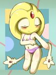  anthro blush clothed clothing eyes_closed female hi_res legendary_pok&eacute;mon lingerie navel nintendo pok&eacute;mon pok&eacute;morph skimpy solo t_tokemaru underwear uxie video_games 