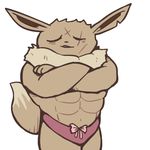  boke_(artist) bow clothing eevee male muscular nintendo pok&eacute;mon scar solo underwear video_games 