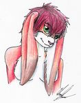  anthro breasts female floppy_ears lagomorph looking_at_viewer mammal nude rabbit simple_background smile solo traditional_media_(artwork) white_background wing-of-chaos 