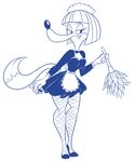  2015 absurd_res anthro black_and_white canine chadrocco claudette_dupri female fox hi_res maid maid_uniform mammal monochrome solo uniform wabbit 