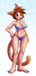  animal_humanoid anthro big_breasts bikini breasts brown_eyes brown_hair caribbean_blue cat cat_humanoid cat_tail clothed clothing crossgender feline female hair huge_breasts human humanoid mammal navel nchan nekonny skimpy stripes swimsuit 