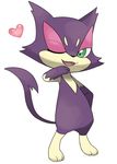  &lt;3 ambiguous_gender biped fur green_eyes nintendo one_eye_closed pok&eacute;mon purple_fur purrloin video_games wink 