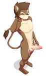  anthro balls erection feline hi_res lion looking_up male mammal nude penis sco0t simple_background solo taro uncut white_background 