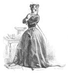  1843 anthro clothed clothing crossed_arms dress feline female gun handgun hat jean-jacques_grandville jewelry lion looking_at_viewer mammal monochrome pistol ranged_weapon simple_background solo top_hat victorian weapon whip white_background 