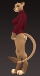  3d_(artwork) anthro bottomless cgi clothed clothing digital_media_(artwork) feline female half-dressed lion mammal nude sweater thirteeenth_(artist) 