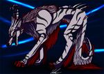 abstract_background canine digital_media_(artwork) dragon fangs feral half-closed_eyes hybrid looking_at_viewer male mammal open_mouth side_view simple_background solo stripes teeth wing-of-chaos wolf 