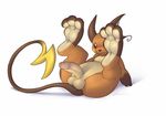  3_toes anthro ass_up balls blush brown_eyes dreiker feet_up long_foreskin long_tail male nintendo paws penis phimosis pok&eacute;mon pose presenting raichu smile solo spiky_hair tight_foreskin toes uncut video_games 