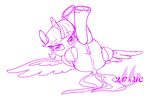  2015 anus butt cutie_mark drake_drachenlicht equid equine feathered_wings feathers female feral friendship_is_magic genitals hasbro hooves horn looking_at_viewer lying mammal my_little_pony mythological_creature mythological_equine mythology on_back presenting pussy simple_background solo spread_butt spreading twilight_sparkle_(mlp) underhoof white_background winged_unicorn wings 