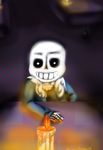  animextremex better_version_at_source bone candle candle_light fire glaring grin hi_res hotel monster not_furry restaurant sans_(undertale) sitting skeleton smirk stare tables undertale video_games white_eyes 
