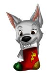  2015 absurd_res alpha_channel big_nose bolt bolt_(film) brown_eyes canine christmas christmas_sock cute disney dog feral fluffy fur hi_res holidays inner_ear_fluff looking_at_viewer male mammal simple_background smile solo transparent_background white_fur white_german_shepherd willowingtrees 