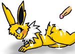  blush cum disembodied_penis duo eeveelution female fur iguanasarecool jolteon male nintendo orgasm penis pok&eacute;mon video_games yellow_fur 