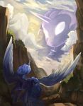  2015 canyon cloud crown cutie_mark equine female feral friendship_is_magic glowing glowing_eyes hi_res horn mammal my_little_pony nightmare_moon_(mlp) princess_luna_(mlp) viwrastupr winged_unicorn wings 