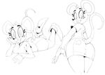  anthro black_and_white breasts buckteeth butt clothing eyelashes female looking_back mammal monochrome mouse rodent smile solo super_planet_dolan teeth vimhomeless 