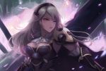  armor breasts brooch cape cleavage female_my_unit_(fire_emblem_if) fire_emblem fire_emblem_if gauntlets jewelry large_breasts leonmandala long_hair my_unit_(fire_emblem_if) pauldrons pointy_ears red_eyes solo sw white_hair 