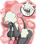  &lt;3 anthro anthrofied breasts butt female fur furfrou hi_res looking_at_viewer looking_back naughty_face nintendo open_mouth pok&eacute;mon red_eyes simple_background solo standing vexus309 video_games white_fur 