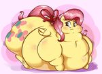  belly big_belly cutie_mark equine feathers female fluttershy_(mlp) friendship_is_magic fur graphene hair hooves horse long_hair mammal morbidly_obese my_little_pony overweight pegasus pink_hair pony simple_background solo wings yellow_fur 