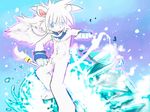  action_pose barefoot featureless_crotch feline hi_res ice leo_(whiteleo) lion looking_at_viewer magic mammal mostly_nude navel scarf smile solo tail_ring tongue tongue_out whiteleo young 