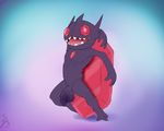  anthro balls flaccid front_view gem imp looking_at_viewer male mega_sableye nintendo nude open_mouth penis pinup pok&eacute;mon pose sableye saggy_balls seyrmo sharp_teeth signature solo standing teeth uncut video_games 