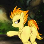  2015 absurd_res animal_genitalia anus butt darkstylerz equine equine_pussy feathered_wings feathers female feral friendship_is_magic grin hair half-closed_eyes hi_res mammal my_little_pony outside pegasus pussy solo spitfire_(mlp) wings wonderbolts_(mlp) yellow_eyes 