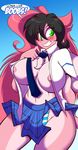  anthro areola bangs big_breasts big_ears black_hair black_nose blush breasts clothed clothing english_text female floppy_ears fur green_eyes hair huge_breasts lagomorph long_ears long_hair mammal mastergodai multicolored_hair nipples open_shirt panties pink_fur pink_hair rabbit rascals reiko_usagi shirt skirt smile solo text thick_thighs two_tone_hair underwear white_fur wide_hips 