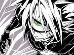  1boy alien cyclops grin lord_boros male_focus monochrome one-eyed one-punch_man pointy_ears sharp_teeth smile solo spiked_hair spot_color teeth 