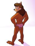  balls butt canine clothing crossdressing fangs ghoul_school grin hands_on_hips ladysomnambule looking_at_viewer male mammal mane muscular panties scooby-doo_(series) smile teeth underwear were werewolf winnie&#039;s_dad 