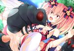  alyn_(fairy_fencer_f) anal bare_shoulders bestiality bow breasts bug cum cum_in_pussy detached_sleeves fairy_fencer_f giant_insect hair_bow hair_ornament hair_ribbon insect nipples open_mouth pussy rape red_eyes ribbon sex skirt small_breasts solo tears torn_clothes twintails uncensored vaginal vesperia 