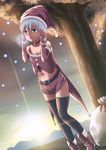  bad_id bad_pixiv_id choker elbow_gloves gloves hat navel orange_(meitoku) peke sack santa_hat silver_eyes silver_hair solo thighhighs to_love-ru 