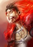  1boy black_hair blood blood_on_face bloody_clothes blue_eyes clenched_teeth dante_(dmc:_devil_may_cry) deathwingxiii devil_may_cry dmc:_devil_may_cry glowing glowing_eye jewelry necklace short_hair smile solo teeth torn_clothes 