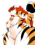  anthro areola big_breasts black_stripes blue_eyes breasts chalo feline female fur hair jenny_biggs las_lindas long_hair mammal mother nipples nude orange_fur parent pussy red_hair slightly_chubby stripes thick_thighs tiger white_fur wide_hips 