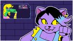  :3 anthro bratty_(undertale) cat catty_(undertale) clothing duo feline fur happy looking_at_viewer mammal purple_fur recursion scalie smile tagme takomomo undertale video_games wallpaper 