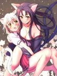  :o animal_ears bangs bare_legs bare_shoulders black_hair blush breasts cat_ears cat_tail cleavage collarbone collared_shirt fang hair_between_eyes hair_rings high_school_dxd implied_fingering japanese_clothes kimono kuroka_(high_school_dxd) large_breasts looking_up multiple_girls multiple_tails necktie nemuri_miyako off_shoulder open_mouth parted_bangs pleated_skirt school_uniform shirt short_hair siblings sisters skirt smile suspenders tail toujou_koneko white_hair yellow_eyes 