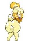  2015 animal_crossing anthro anus big_butt bottomless butt canine clothed clothing dog female half-dressed hi_res isabelle_(animal_crossing) mammal nintendo pussy shih_tzu solo twindrills video_games 