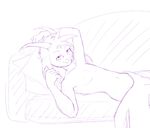  asriel_dreemurr bedroom_eyes blanket boss_monster caprine half-closed_eyes horn looking_at_viewer mammal monster pillow pose seductive smile sofa undertale video_games vulpi+ 