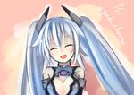  bare_shoulders black_heart blush breasts cleavage gloves large_breasts long_hair looking_at_viewer neptune_(series) padocchi_(kurokitsune) sketch smile solo twintails white_hair 