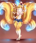  breasts clothed clothing digimon doomthewolf female half-dressed looking_at_viewer renamon solo topless 