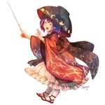  bowl bowl_hat closed_eyes colored_pencil_(medium) hat holding_needle japanese_clothes kimono long_sleeves minigirl needle obi purple_hair sash signature solo sukuna_shinmyoumaru terrajin touhou traditional_media white_background wide_sleeves 