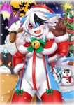  2015 anthro blush breasts christmas dog dragon female furry no_humans open_mouth red_eyes sex short_hair smile white_hair wolf wolflong 