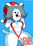  breasts canine cat christmas dog dongitos feline fur holidays mammal temmie_(undertale) tongue tongue_out undertale video_games white_fur wide_hips 
