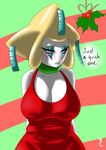  2015 anthro big_breasts blush breasts christmas clothed clothing female holidays humanoid jirachi legendary_pok&eacute;mon mistletoe nintendo open_mouth plant pok&eacute;mon simple_background solo video_games virate-chip 