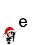  :o black_hair blush chibi dress e_(letter) finger_to_mouth hat highres long_hair neptune_(series) noire ribbon santa_hat solo 