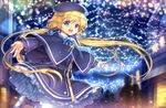  blonde_hair blue_eyes capelet capura_lin christmas cross frills hat long_hair magi_in_wanchin_basilica night official_art smile solo twintails very_long_hair winter xiao_ma 