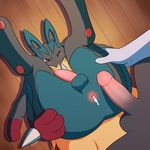  after_sex anus balls blush cum cum_in_ass cum_inside darkmatter07 lying male male/male mega_evolution mega_lucario nintendo one_eye_closed penis pok&eacute;mon video_games yuguni 