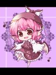  animal_ears bow chibi dress hair_bow hat letterboxed long_sleeves musical_note mystia_lorelei no_nose open_mouth pink_hair red_eyes short_hair smile solo touhou wide_sleeves wings yuya_(night_lily) 