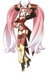  .hack//g.u. .hack//link 1girl bell breasts brown_eyes cleavage ears glasses gloves gradient_hair hair_ribbon large_breasts long_hair midriff multicolored_hair necktie official_art pi_(.hack//) pink_hair revealing_clothes ribbon solo thighhighs twintails very_long_hair white_gloves 