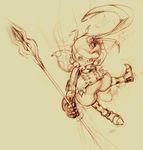  final_fantasy final_fantasy_crystal_chronicles lance lilty monochrome polearm spear weapon 