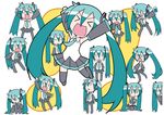  &gt;_&lt; 6+girls :&gt; :&lt; :3 :d =_= angry annoyed aqua_hair arms_up chibi chibi_miku closed_eyes dancing detached_sleeves drinking errant expressions hand_up hatsune_miku kneeling long_hair multiple_girls necktie o_o open_mouth peeking_out scared skirt smile soda sweatdrop tears thighhighs twintails very_long_hair vocaloid xd |_| 